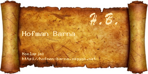 Hofman Barna névjegykártya